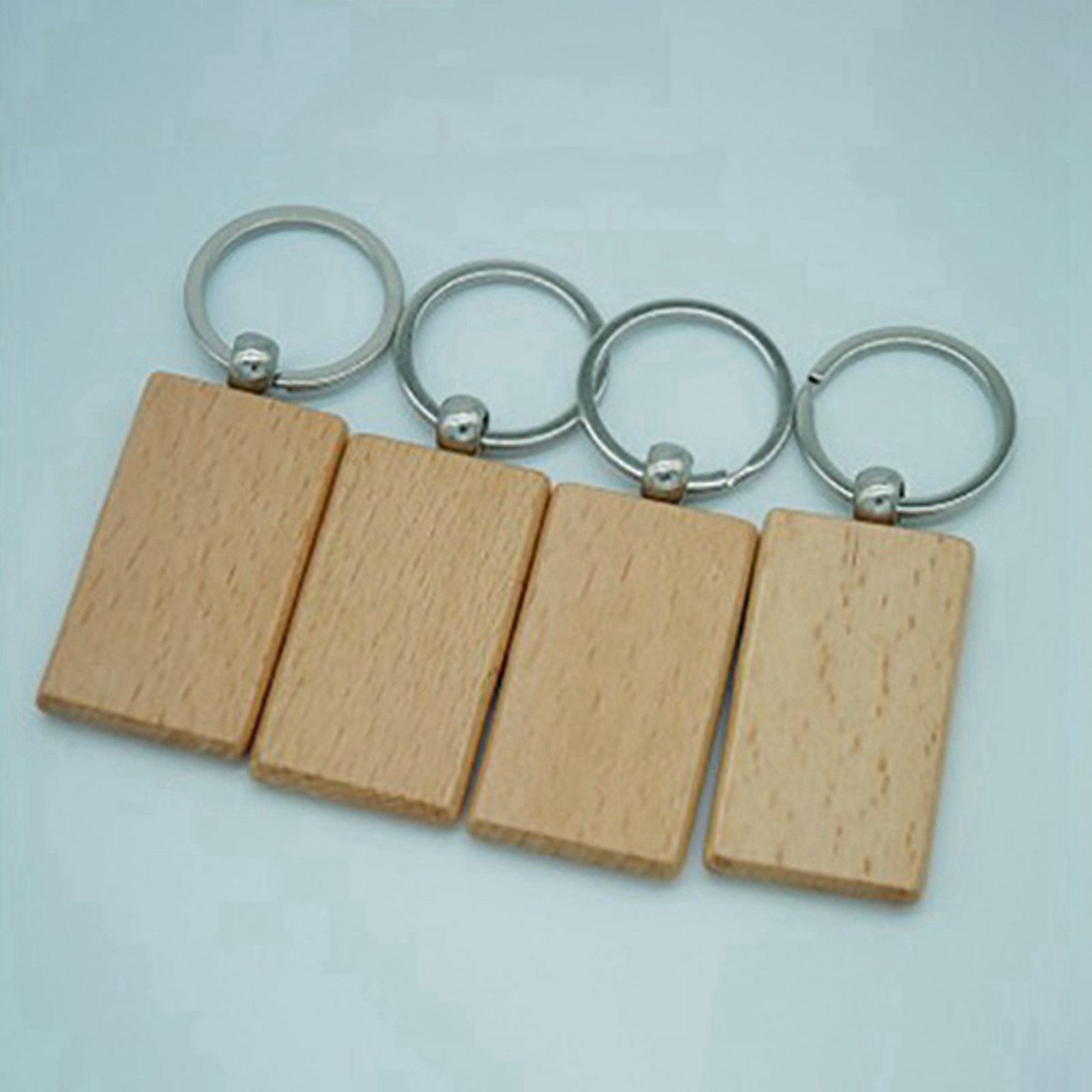 320Pcs Blank Wooden Key Chain DIY Wood Keychains Key Tags Can Engrave DIY Gifts