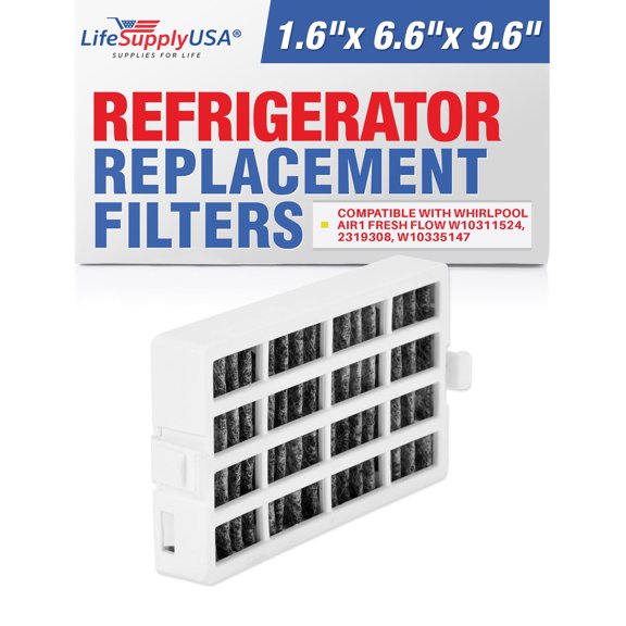 LifeSupplyUSA Refrigerator Air Filter Replacement Compatible with Whirlpool Air1 Fresh Flow W10311524, 2319308, W10335147