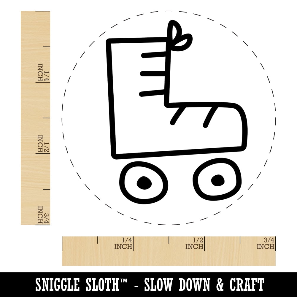 Roller Skate Self-Inking Rubber Stamp Ink Stamper - Black Ink - Small 3/4 Inch