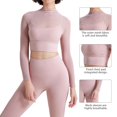 thumbnail image 2 of Baywell Women's Sexy Mesh Long Sleeve Tops with Chest Pad and Quick Drying Sports Bra S-XL, 2 of 7