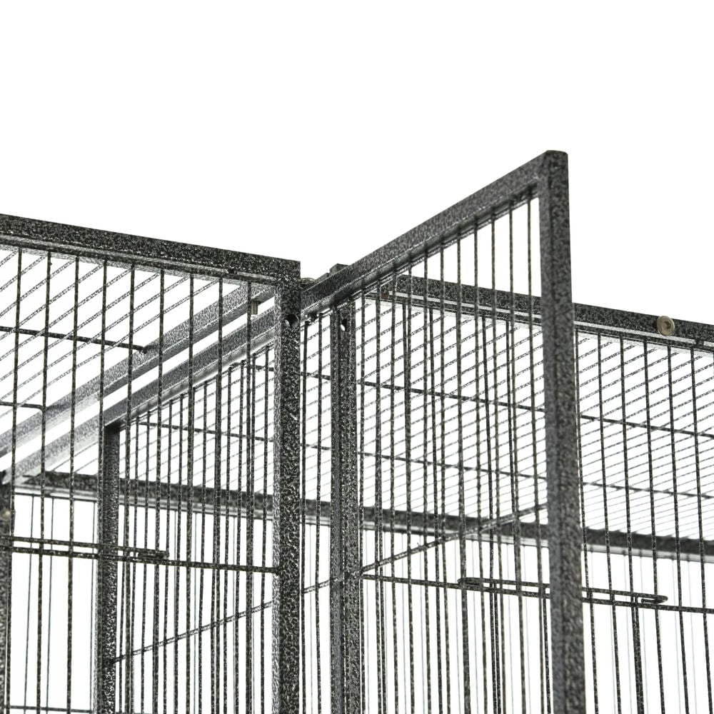 Spaco Rolling 65"L Bird Cage w/ Storage Shelf Wood Perch Food Container, Bird Cage with Large Front Doors, Black