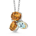 thumbnail image 2 of Gem Stone King 925 Silver and 10K Yellow Gold Orange Red Madeira Citrine and Sky Blue Topaz Pendant Necklace for Women (2.30 Cttw, Oval 8X6MM, 7X5MM and 6X4MM, Gemstone, with 18 inch Chain), 2 of 4
