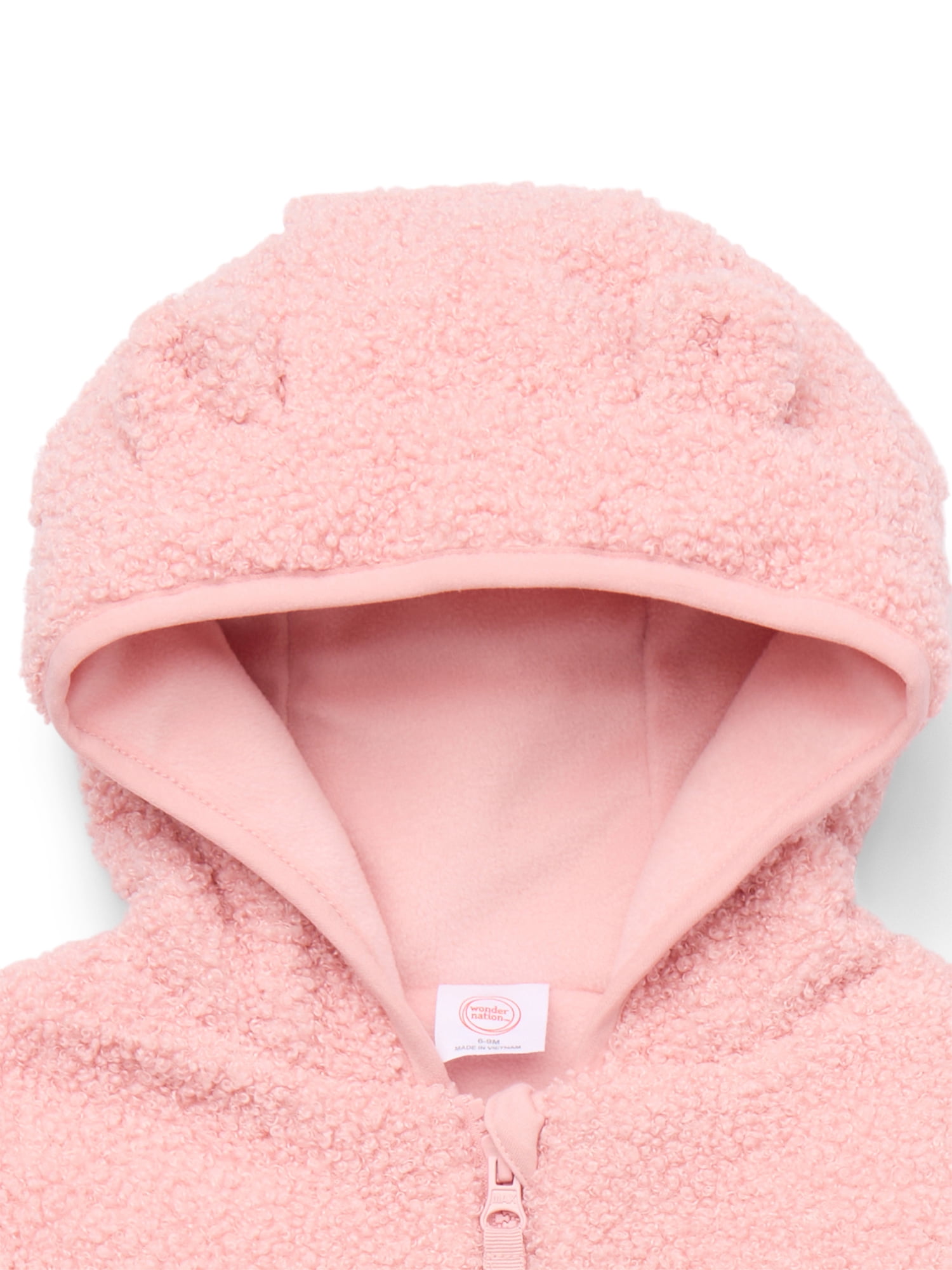 Wonder Nation Baby Teddy Fleece Pram with Hood, Sizes 0M-9M