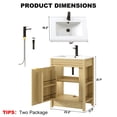 thumbnail image 4 of 24" Bathroom Vanity Combo with Ceramic Sink & Faucet, Modern Light Oak Single Vanity Set with Fluted Door, Over-the-Door Storage Bthroom Cabinet with 2-Tier Side Shelves for Small Space, 4 of 14