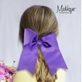 thumbnail image 3 of Motique Accessories Jumbo Hair Bow Pony with Tails (Neon Purple), 3 of 6