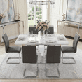 thumbnail image 2 of StnTalk  Modern Dining Table Set for 6, Faux Marble Dining Room Table Set with 6 Gray PU Leather Cantilever Dining Chairs, Rectangular Kitchen Table Set for 6, 2 of 10