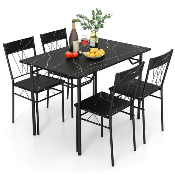 Spaco 5-Piece Dining Table Set for 4 with Kitchen Table and 4 Dining Chairs-Black, Kitchen Dining Room Table Set for Dinette