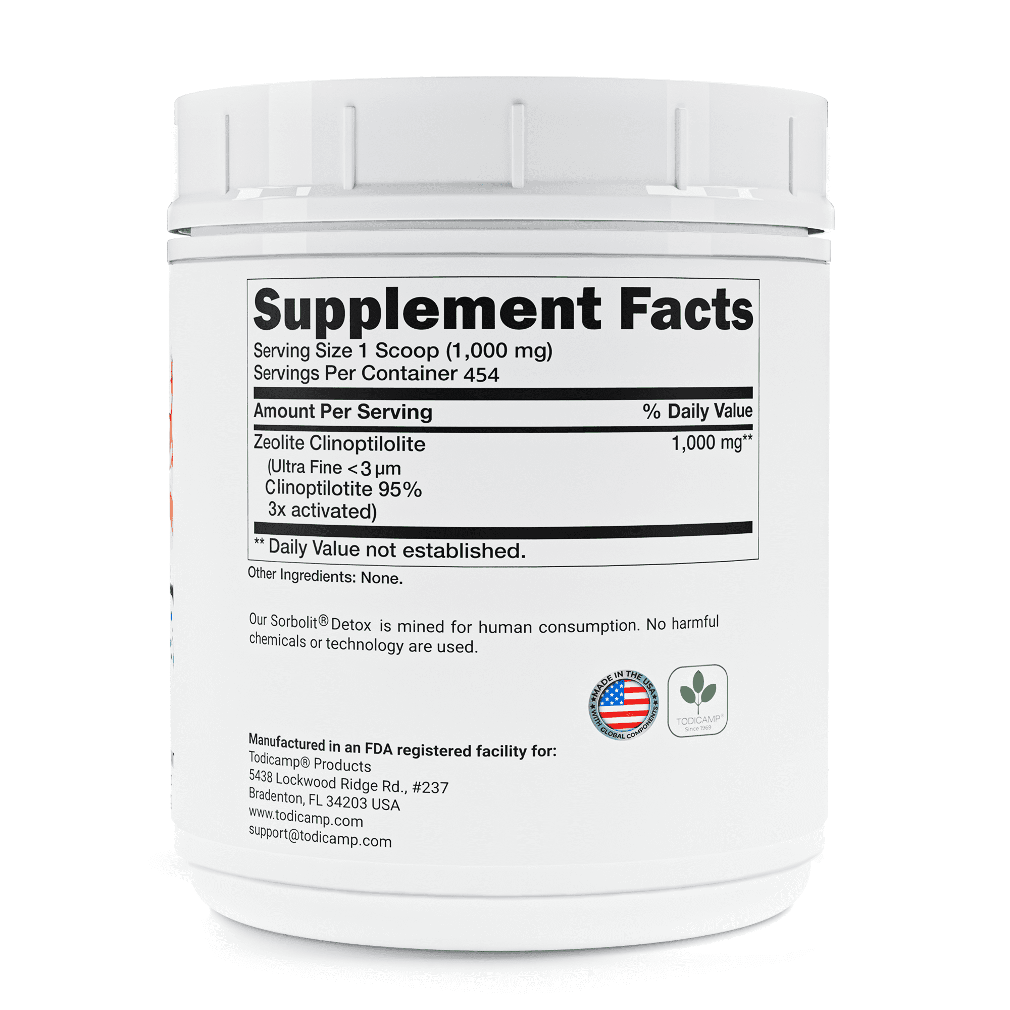 TODICAMP Zeolite Detox Cleanse 1 lb Zeolite Powder for Fast Full Body Detox, Liver Detox & Debloat