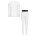 thumbnail image 2 of Moggemol Ensemble de Couche de Base de Compression pour Garçons, Col Rond, Haut à Manches Longues avec Leggings à Taille Élastique, Blanc 20, 2 of 7