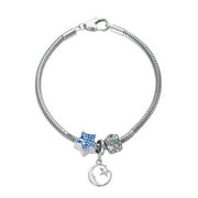 Connections from Hallmark Stainless Steel Crystal Moon and Star Charm Bracelet Set, 7.25"