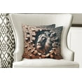 thumbnail image 3 of Ambesonne Lion Throw Pillow Cover Pack of 2, Brick Wall and Classical Pose, 2 Pcs-18"x18", Ginger Coconut, 3 of 5