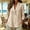 Beige, variant on Cotton Linen Tops for Women Lapel Collar V Neck 3/4 Sleeve Shirts Summer Casual Loose Fit Lightweight Gauze Blouses