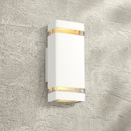 Possini Euro Design Modern Outdoor Wall Sconce Fixture White 10 1/2