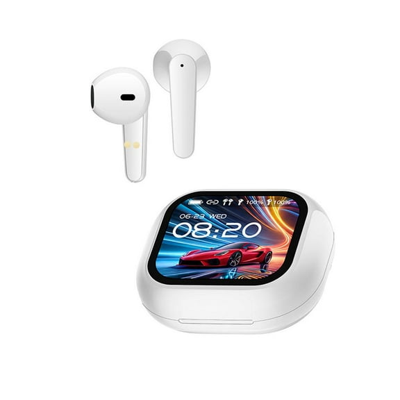 AI Translation Earbuds Real Time, Bluetooth 5.4 Earphones LED Display with 140 Two-Way Language Translation Earphones with Noise Mic, LCD Touchscreen Noise Headphones for Travel