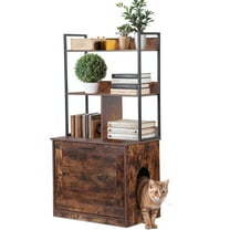 AetherLove 50" 2-in-1 Cat Litter Box Enclosure with Storage Shelves, Hidden Cat Litter Box Enclosure Furniture with Entrance (Rustic Brown)