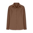 thumbnail image 3 of Royisotas Cotton Plus Size Tops for Women Casual Winter Tunic Long Sleeve Womens Button Down Shirt Coffee Collared Office Solid Button up Shirts, 3 of 5