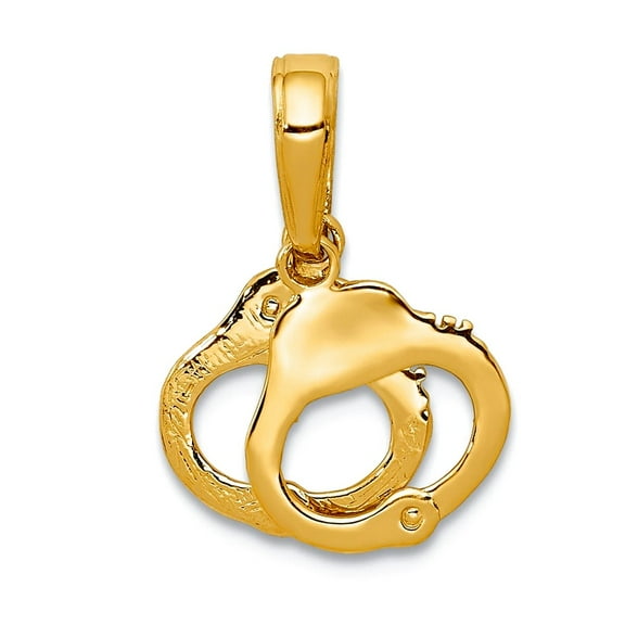 10k Gold Handcuffs Pendant Necklace 15x11mm Wide Pendant for Women - .6 Grams