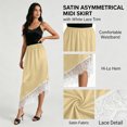 thumbnail image 6 of Shrysg Women's Casual Satin Midi Skirt with Elastic High Waist and Asymmetrical Hem for Daily Wear Yellow, 6 of 6