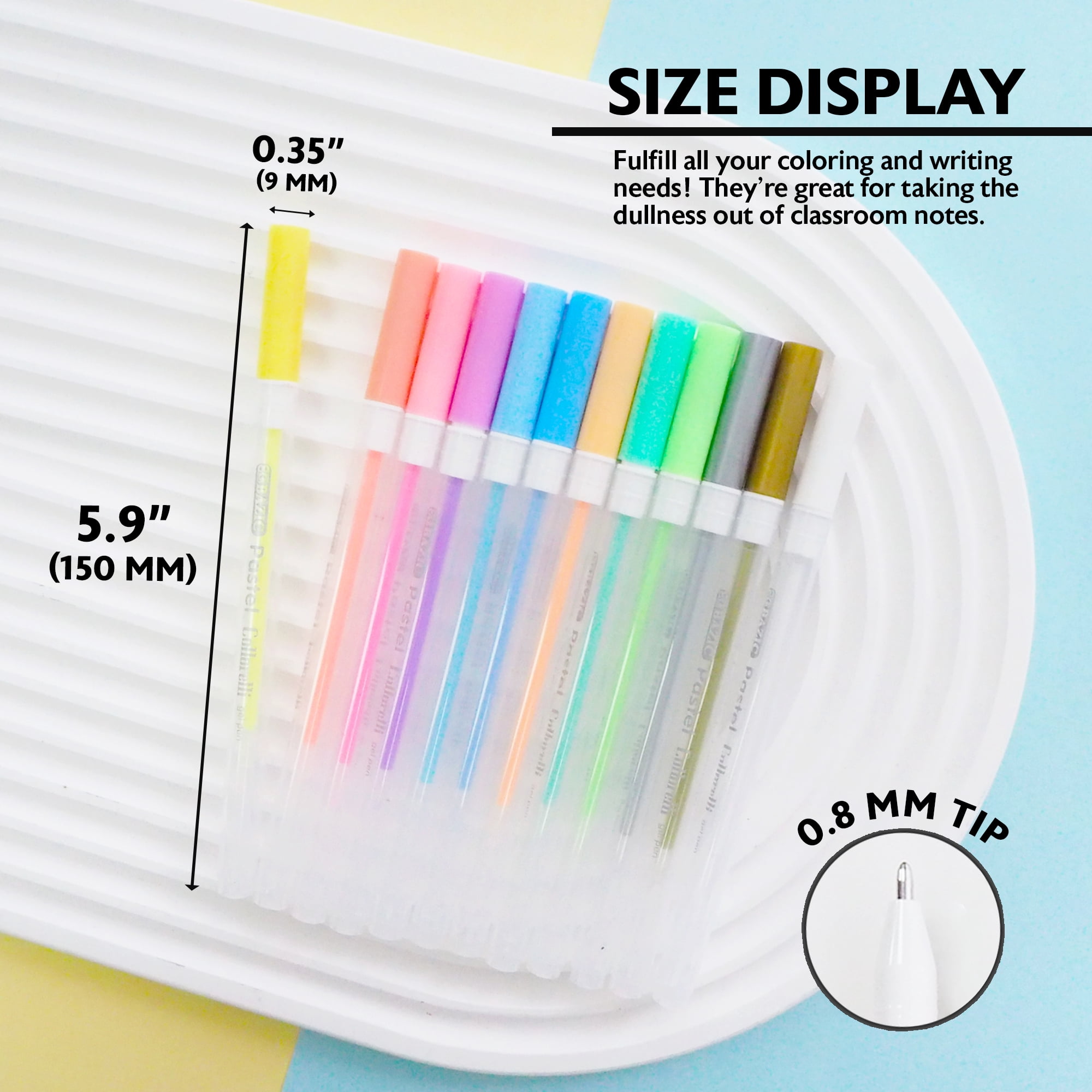 BAZIC Collorelli Gel Pen 0.8mm Pastel Color, Smooth Write (12/Pack), 24-Pack