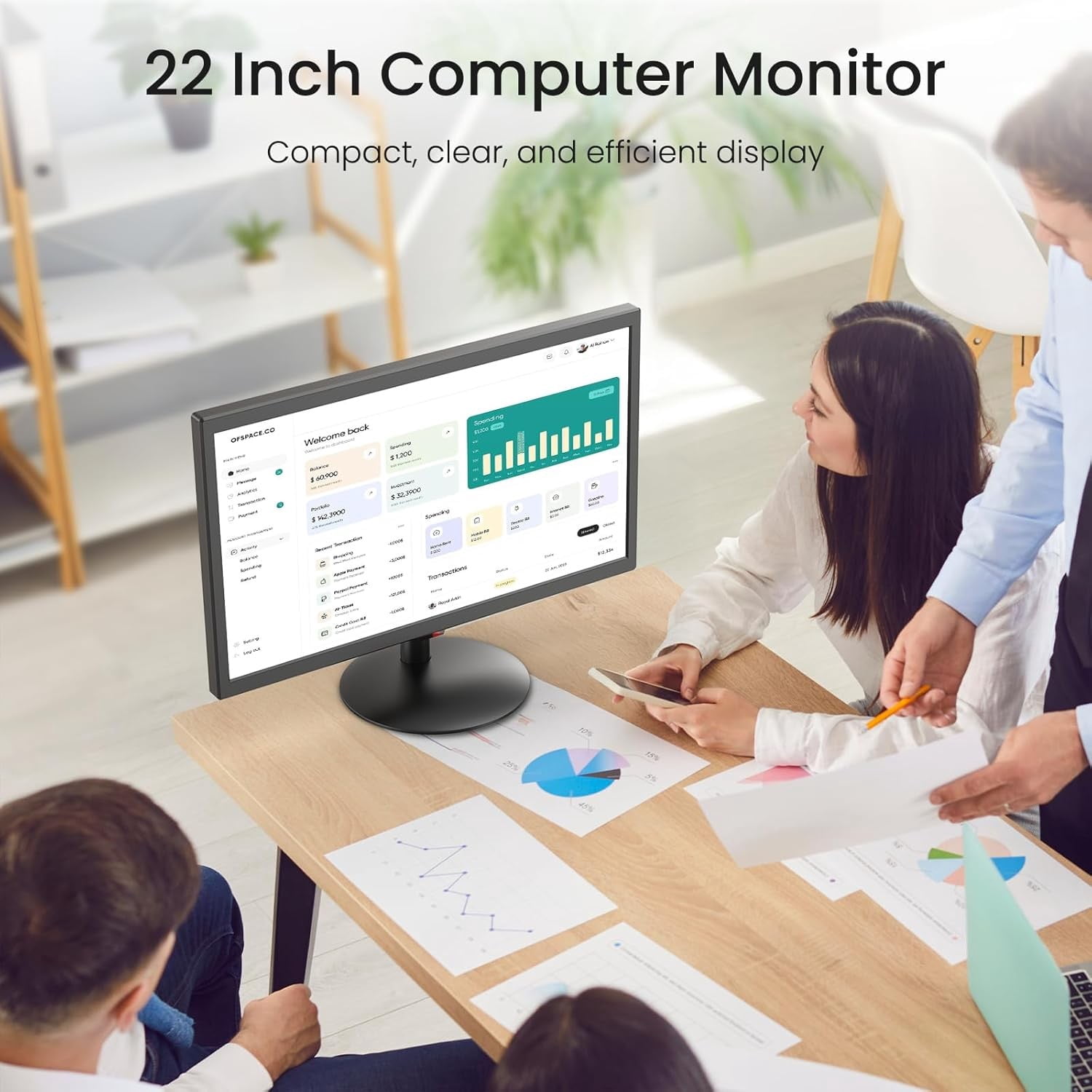 Eyoyo 22inch Video Monitor With HDMI VGA AV BNC USB Input,Speaker,1080P FHD LED Screen, Built- in Speakers, Video Monitor for CCTV NVR DVR
