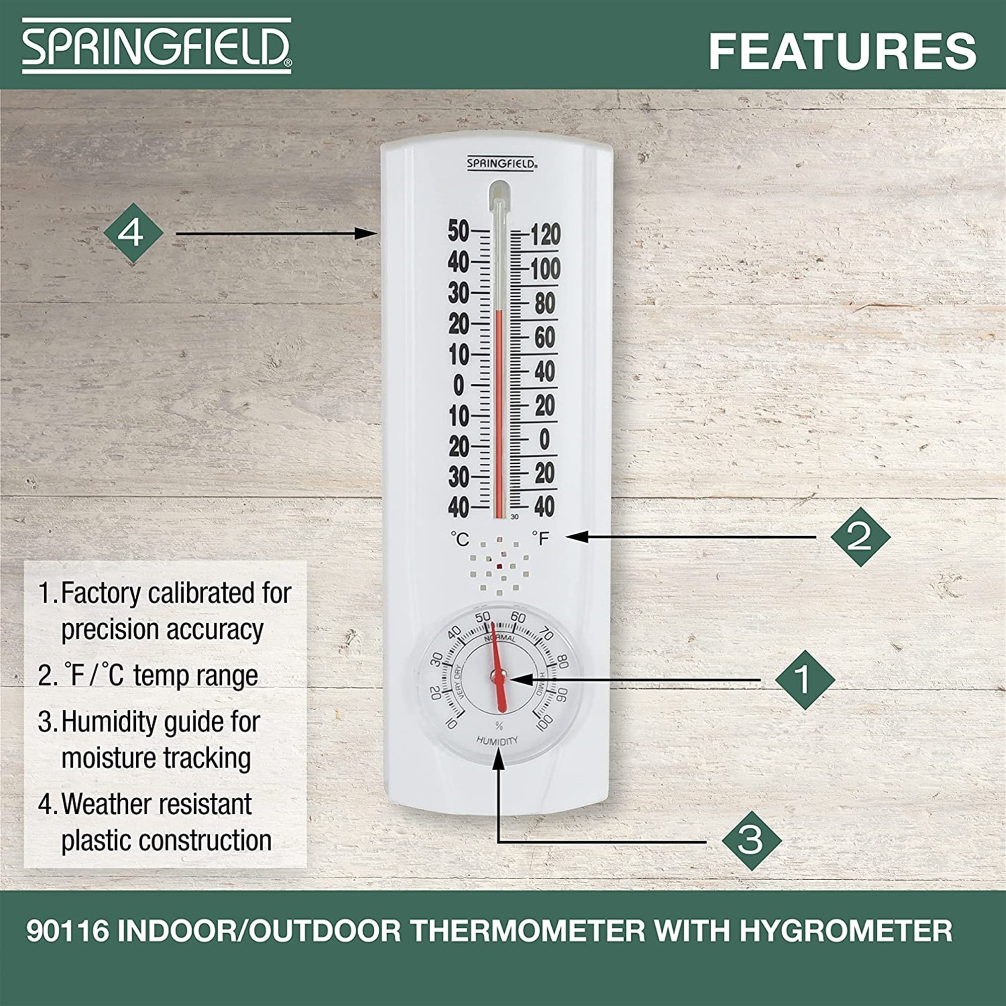 Springfield Indoor/Outdoor Thermometer and Humidity Meter 552