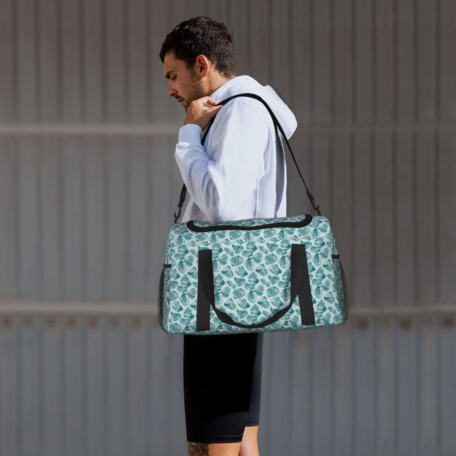 Fuzoiu Teal turquoise shell Print Travel Duffle Bag,Carry On Tote Bags,Duffel Bag,Sport Gym Bag, Hospital Bag for Labor and Delivery, Overnight Bag,Luggage Bag