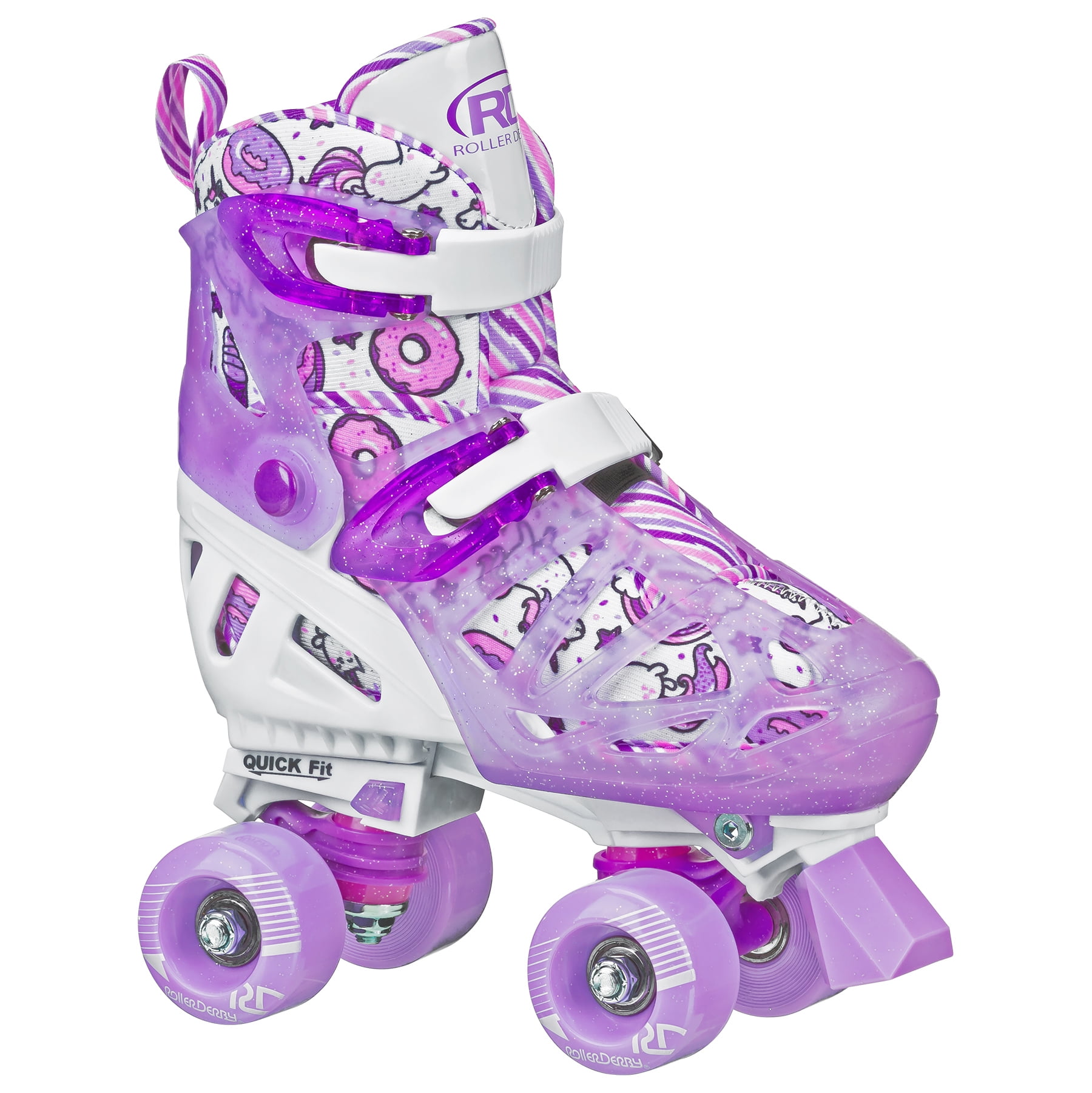 Roller Derby Pearl Adjustable Girl's Roller Skate, Donuts, Size Small (12J-2)