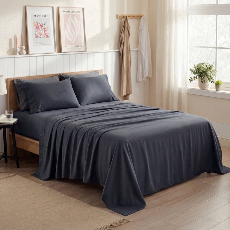 U by Bedsure Queen Sheets Set, 4-Piece Microfiber, Dark Gray photo 8