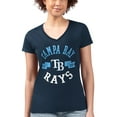 thumbnail image 4 of Women's G-III 4Her by Carl Banks Navy Tampa Bay Rays Super-Slim Fit Lightweight City Graphic V-Neck T-Shirt, 4 of 5