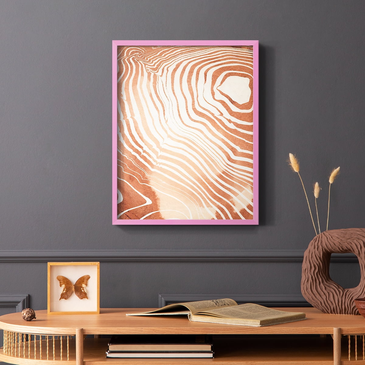 Wood Grain Suminagashi II Framed Print - Solid Wood in Single Picture Frame Solid Wood 2 Framed Print