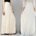 thumbnail image 2 of Jupes de Plage Plissées A-Line Maxi Dentelle Florale pour Femmes, 2 of 7