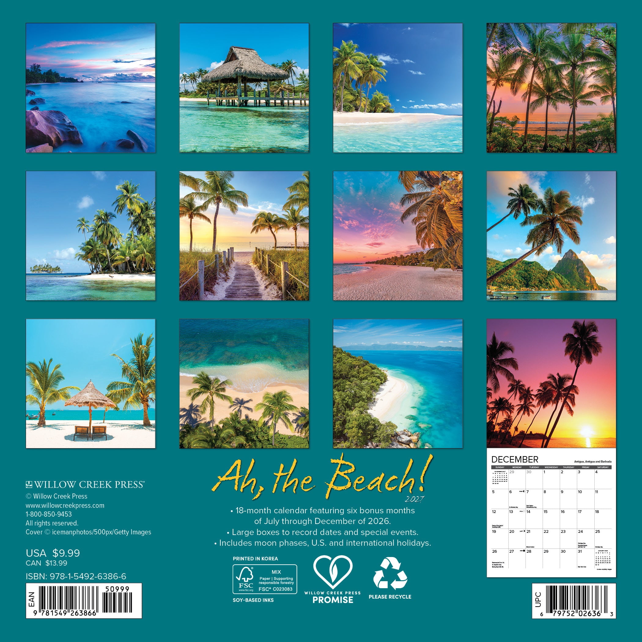 Willow Creek Press, Ah The Beach! 2027 Mini Wall Calendar