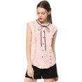 thumbnail image 3 of INSPIRE CHIC Women's Tie Neck Cap Sleeve Button Down Ruffle Summer Shirt, 3 of 6