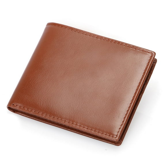 TAZAG Men's top layer cowhide wallet RFID anti-theft swipe multiple card slots two-fold waxed genuine leather wallet