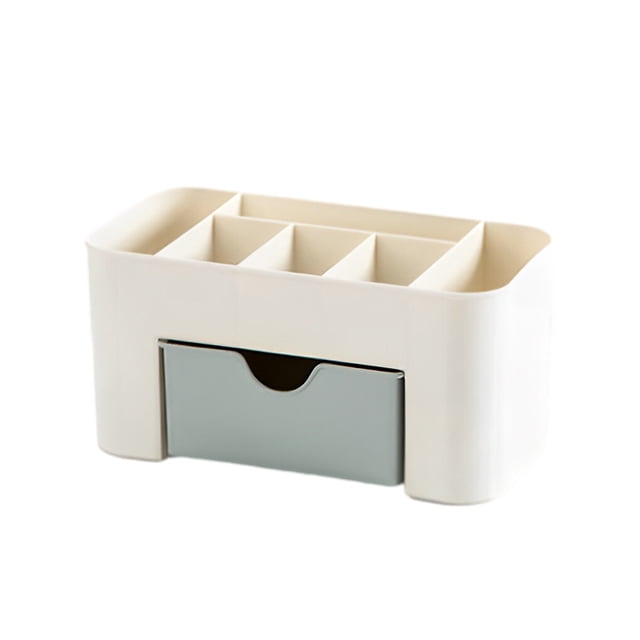 Makeup Organizer Wristwatch Storage Box with Drawer Case Desktop Sundries Container Cosmetics Brush Holder for Dorm Light blue