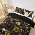thumbnail image 3 of Homewish Spooky Halloween Skull Bedding,Rustic Plant Flower Duvet Cover Full,Black Reversible,3pcs,1 Duvet Cover and 2 Pillowcases, 3 of 6