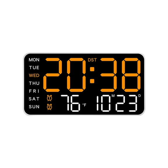 Orange Orange Led Digital Wall Clock With Large Display Alarm Calendar Temperature For Living Room Bedroom Office Store Use