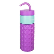 Cool Gear 24oz Plastic Retro Squishy Water Bottle, Prism Purple with Foam Grip and Resealable Straw