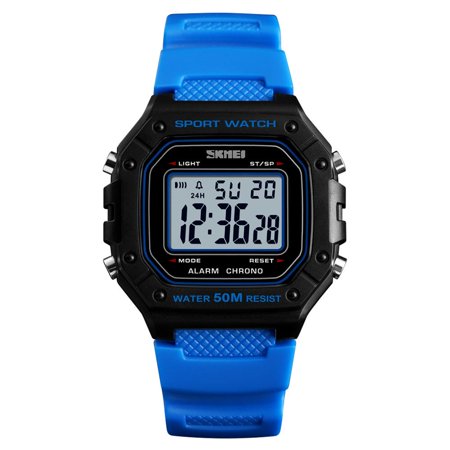 SKMEI 1496 Outdoor Military Waterproof Sport Watches Men Countdown Date Mens Digital Wristwatches Male Clock 1628 montre homme blue