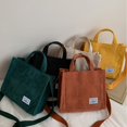 thumbnail image 2 of Mini Letter Patch Corduroy Tote Bag, Satchel Square Casual Shoulder Bag Retro Style Crossbody Bag With Double Handle, 2 of 4
