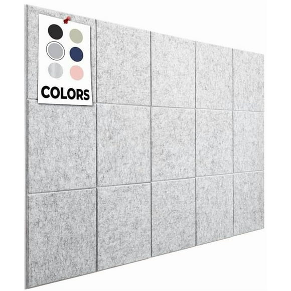 Panel de corcho WallHero Office, 59 x 36 cm, 15 unidades, baldosas de fieltro, color gris