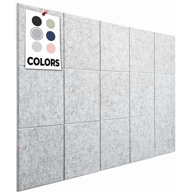 Panel de corcho WallHero Office, 59 x 36 cm, 15 unidades, baldosas de fieltro, color gris