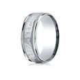 thumbnail image 2 of Benchmark� 18 Karat Gold 8mm Comfort-fit Hammered Center High Polish Round Edge Carved Design Wedding Band Ring, 2 of 9