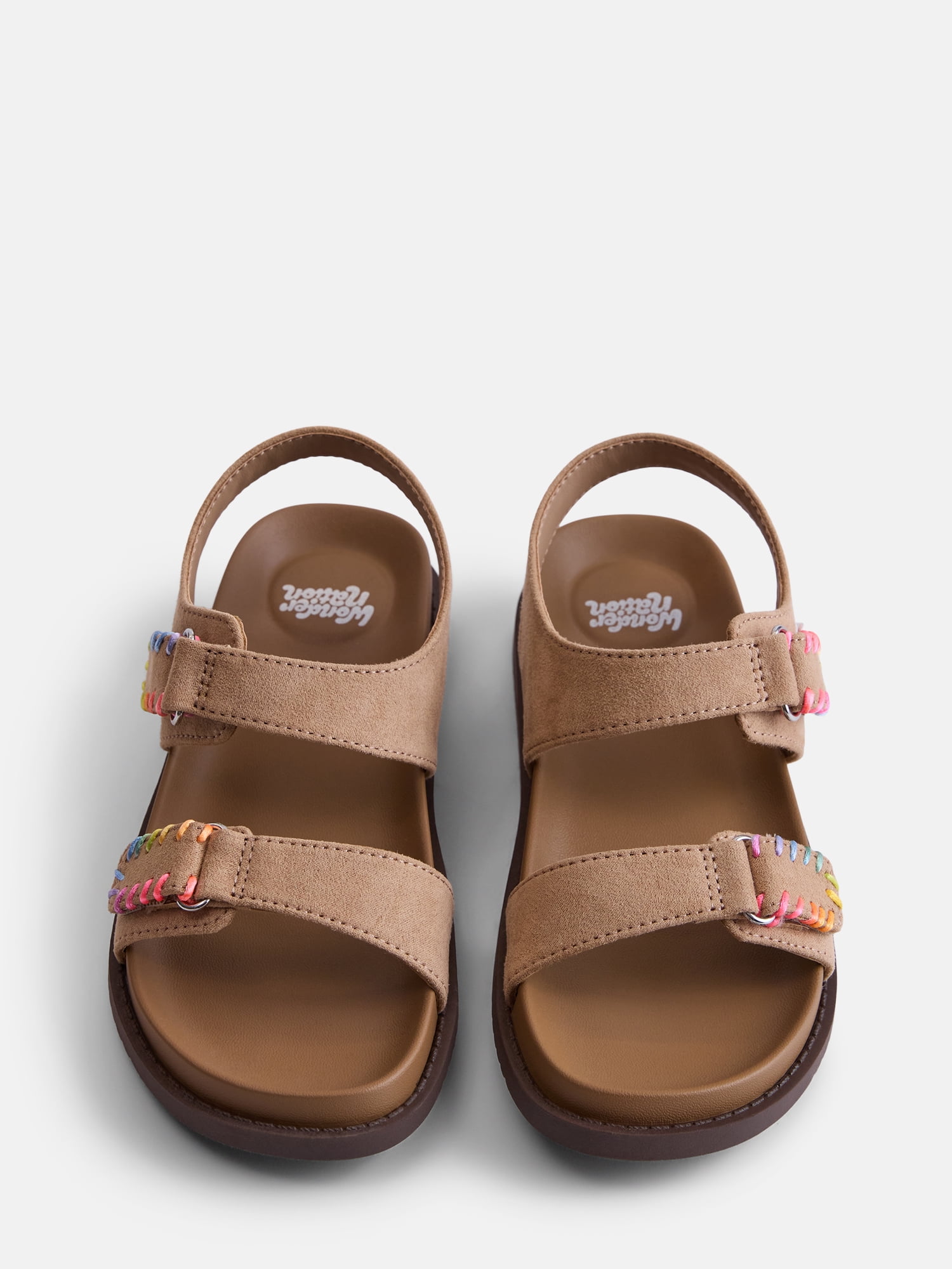 Wonder Nation Toddler, Little, and Big Girls Rainbow Stitch Sandals