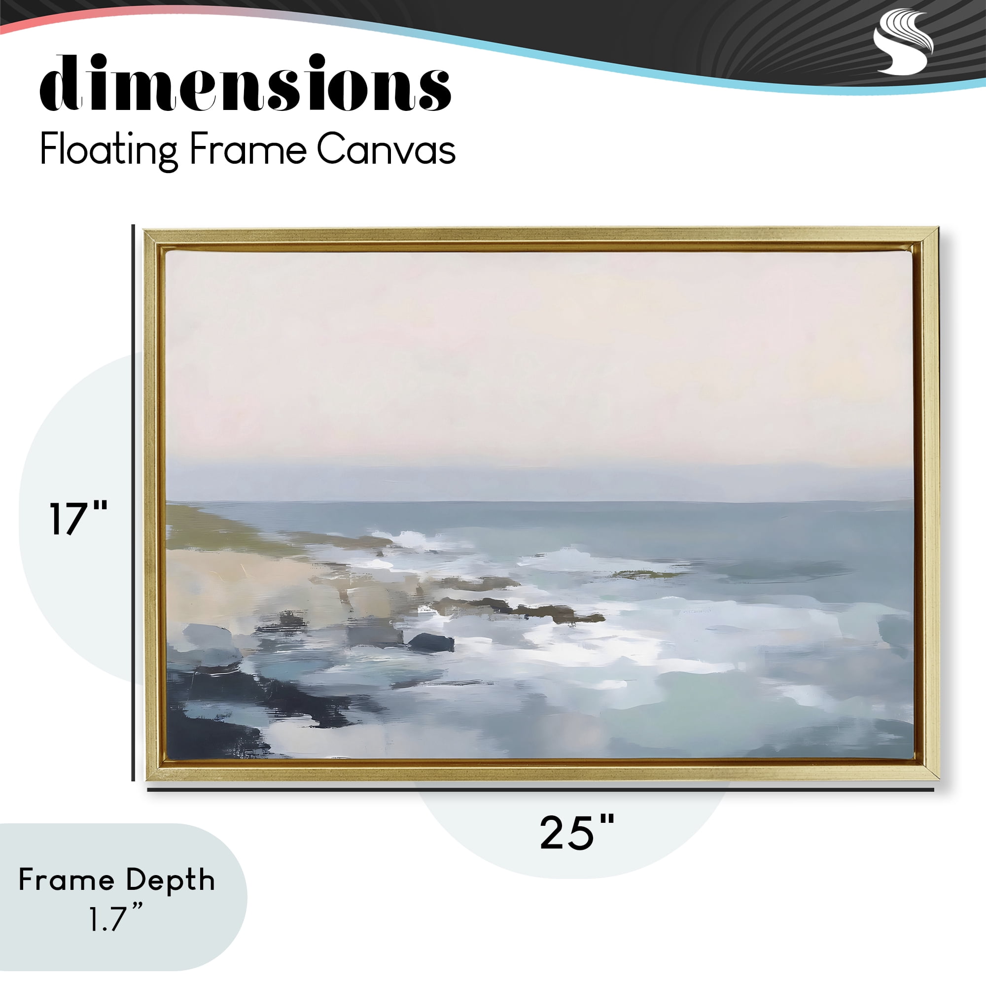 Stupell Industries Serene Coastal Ocean Scene Gold Framed Floater Canvas Wall Art, design by Creative Studio