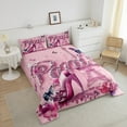 thumbnail image 4 of France Paris Style Bedding Rose Purple High Heel Print Comforter Set Eiffel Tower Romantic Themed Bedding Comforter Sets Dreamy Glitter Butterfly Duvet Insert Princess Bedroom Decor Quilt, 4 of 6