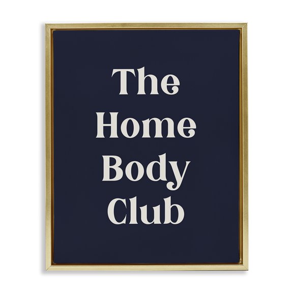 Stupell Industries Contemporary Minimal Homebody Club Gold Floating Frame Canvas Art, 17 x 21, by Lil' Rue