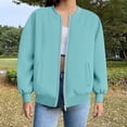 thumbnail image 2 of iHPH7 Baggy Jacket Baggy Jacket Women's Jackets Letterman Jacket Oversized Bomber Jacket Women Baseball Jacket Casual Outerwear Sky Blue L, 2 of 6