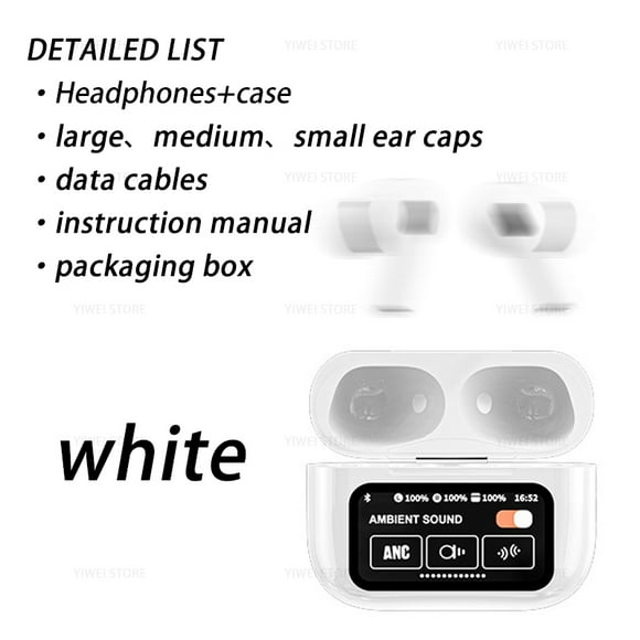 Auriculares con Bluetooth para móvil, audífonos para android, iphone 15, airbuds Pro 2, 3, 4, 5 max, galaxy air pro 2, 3 max A9 pro white