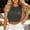 Gray women loose fit crop top a1, variant on Loose Fit Sleeveless Crop Top for Women, Casual Round Neck Blouse, Soft Stretch Knot Front Tee for Beach Vacation Holiday Daily Wear, Gray L